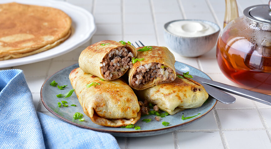 Блины с мясом и рисом: сытное лакомство для всей семьи