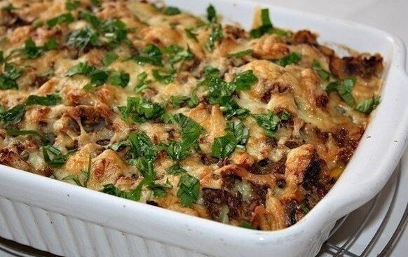 Сытная картофельная запеканка с грибами и фаршем на любой вкус